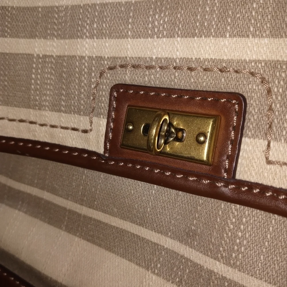 Vintage Fossil Striped Crossbody Briefcase/Satchel/Travel Bag w Pockets